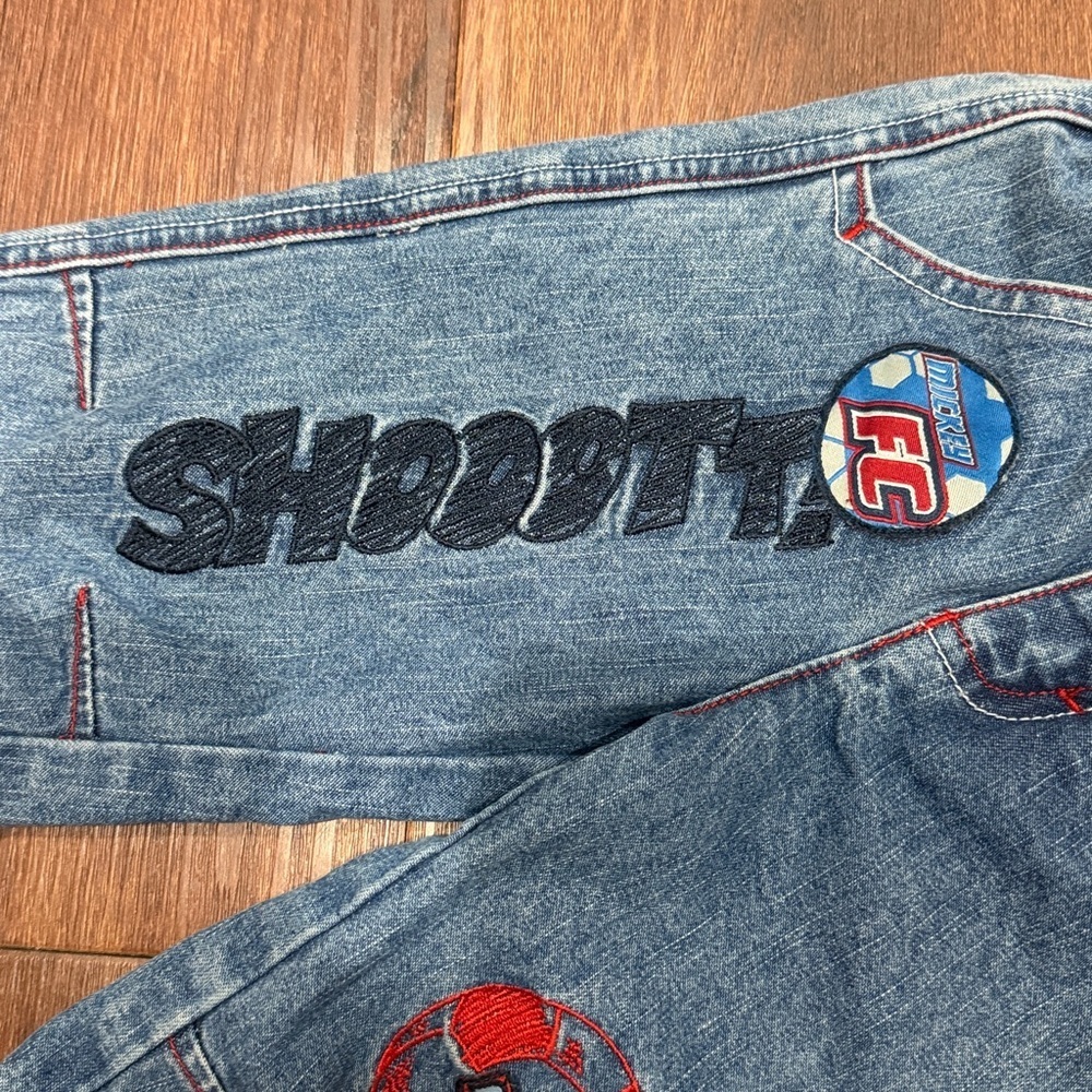 Kids' Blue Jeans with Mickey Soccer Patches - Picture 4 of 7